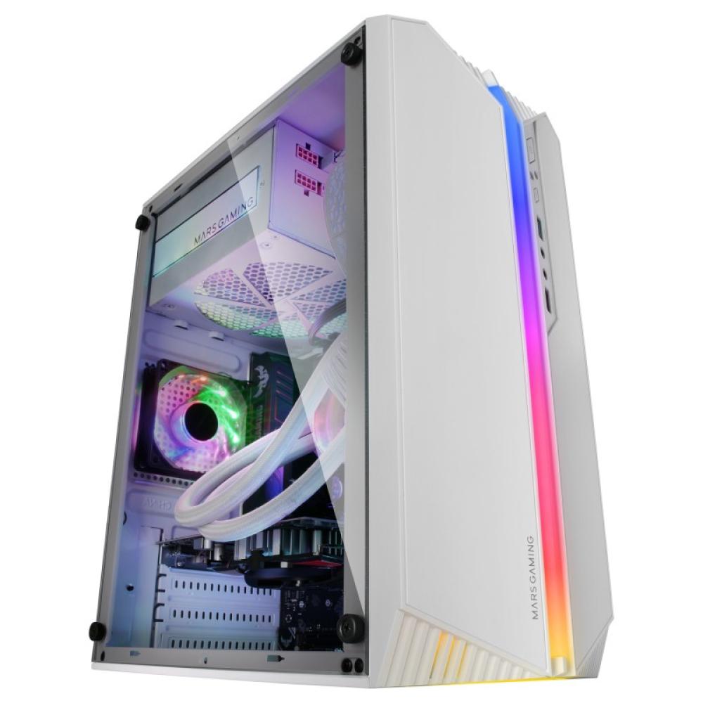 Mars Gaming - MC-S1, Caja PC Compacta Gaming Micro-ATX, Iluminación ARGB 12 Modos, Ventilador FRGB, Ventana Lateral Comp - MCS1W