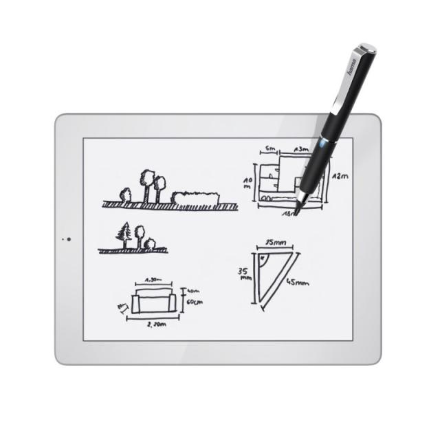 Hama - Active Fineline lápiz digital Negro - Lápiz para tablet (Tableta, Universal, Negro, Aluminio Alrededor)