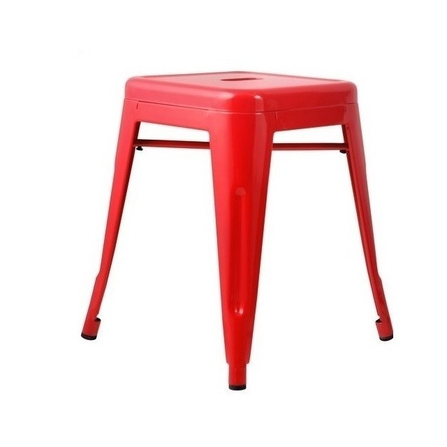 Taburete TOL 45, bajo, acero, rojo