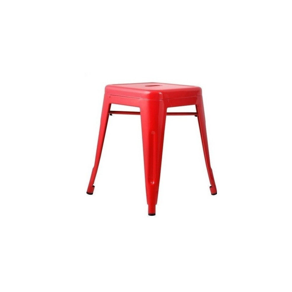 Taburete TOL 45, bajo, acero, rojo