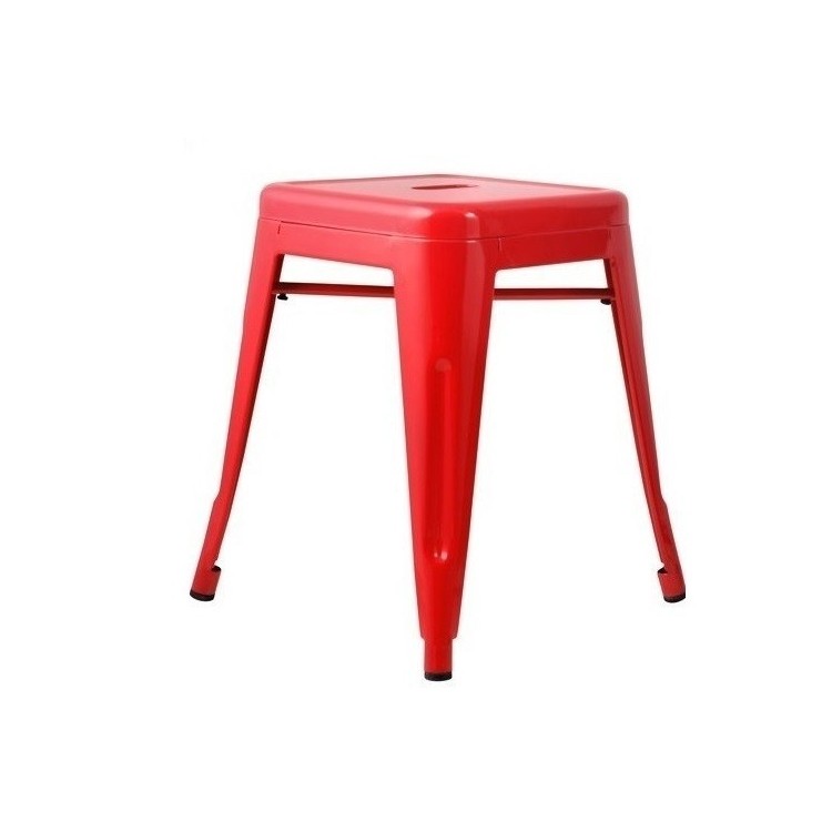 Taburete TOL 45, bajo, acero, rojo