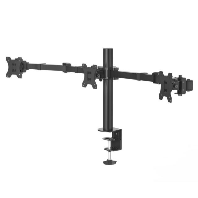 Hama - Soporte para 3 Monitores de 13" a 27" (VESA 75x75-100x100, Inclinación +25°/-25°, Giro 180°, hasta 7kg, Ajustable en Altu
