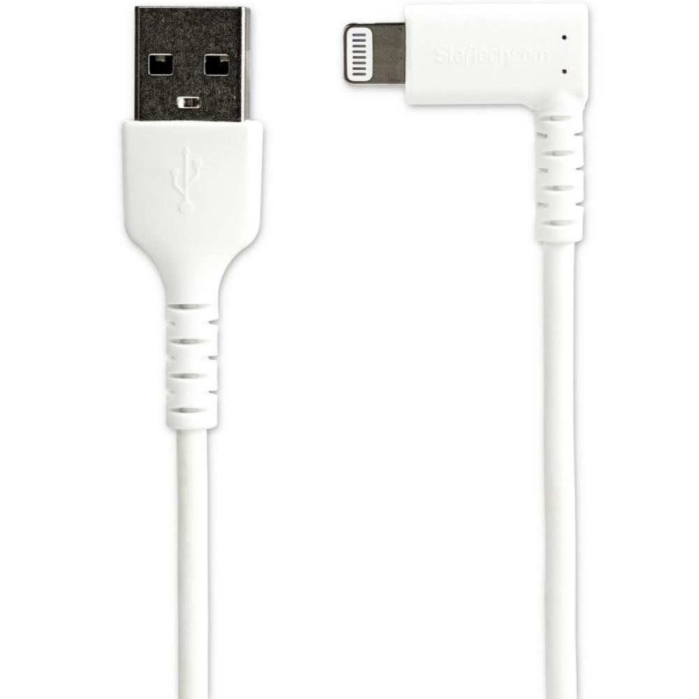 StarTech.com - Cable Resistente USB-A a Lightning de 1 m - Blanco -Acodado en un Ángulo de 90° a la Derecha - Cable de Carga y S