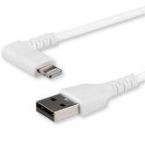StarTech.com - Cable Resistente USB-A a Lightning de 1 m - Blanco -Acodado en un Ángulo de 90° a la Derecha - Cable de Carga y S