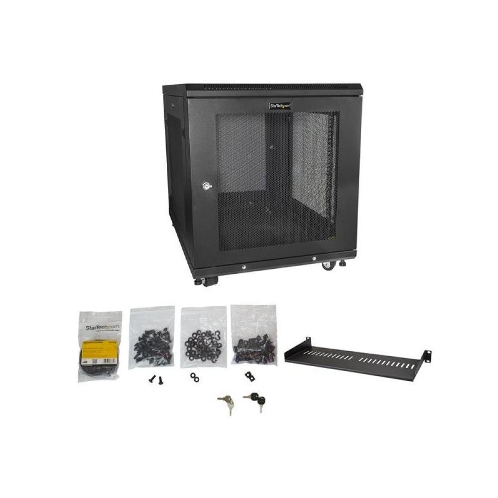 StarTech.com - Armario Rack para Servidores 12U 19" 4 Columnas - Rack de Servidores con Cerradura y Seguro - Rack co - RK1233BKM