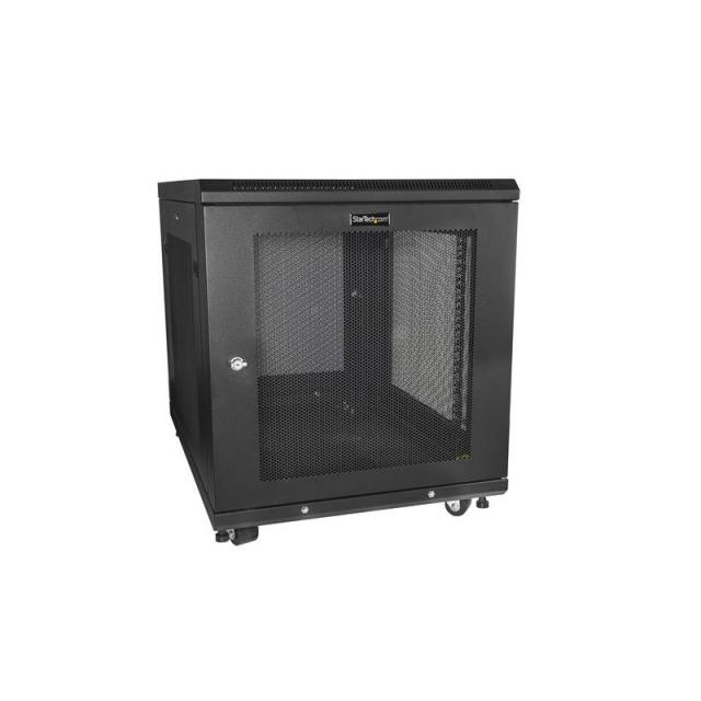 StarTech.com - Armario Rack para Servidores 12U 19" 4 Columnas - Rack de Servidores con Cerradura y Seguro - Rack co - RK1233BKM