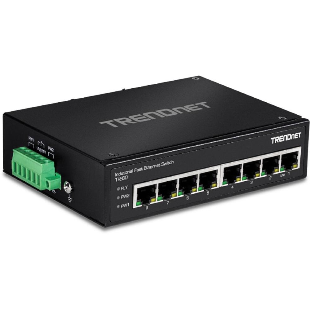Trendnet - TI-E80 switch No administrado Fast Ethernet (10/100) Negro
