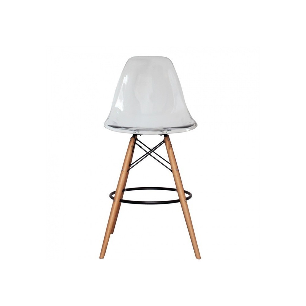 Taburete TOWER, madera, policarbonato transparente