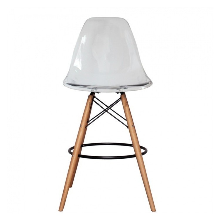 Taburete TOWER, madera, policarbonato transparente