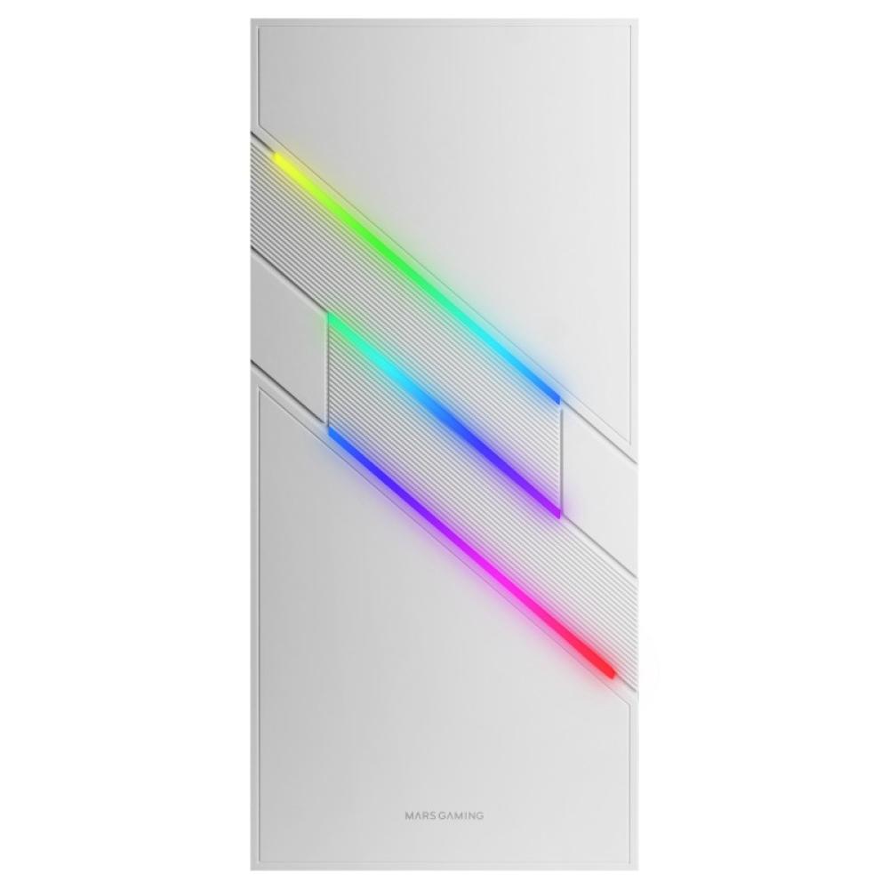 Mars Gaming - MC-U3, Caja PC Gaming ATX XL, Frontal Triple ARGB, Ventilador 12cm ARGB, Ventana Cristal Templado, Blanco