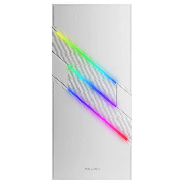 Mars Gaming - MC-U3, Caja PC Gaming ATX XL, Frontal Triple ARGB, Ventilador 12cm ARGB, Ventana Cristal Templado, Blanco