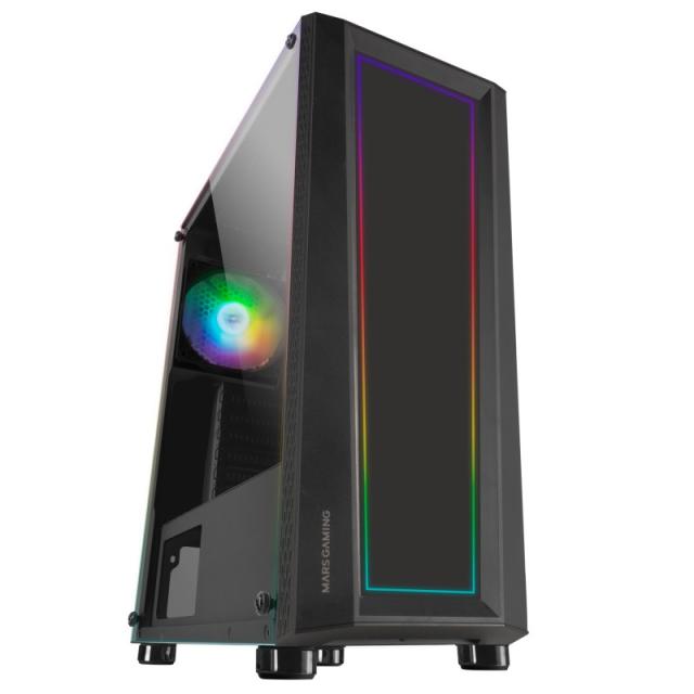 Mars Gaming - MC-ART Negro, Caja PC Gaming ATX, Doble Cristal Templado Dibujable, ARGB 12 Modos, Ventilador 12cm