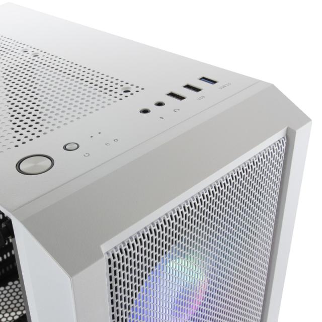 Mars Gaming - MC-C, Caja PC ATX, Panel Frontal Metal-Mesh, Cristal Templado, 3 Ventiladores Frontales FRGB 120mm, Blanco