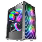 Mars Gaming - MC-F, Semitorre Gaming ATX, Ventana Completa Cristal Templado, Frontal Metal-Mesh, 4X Ventiladores ARGB 120mm, Neg