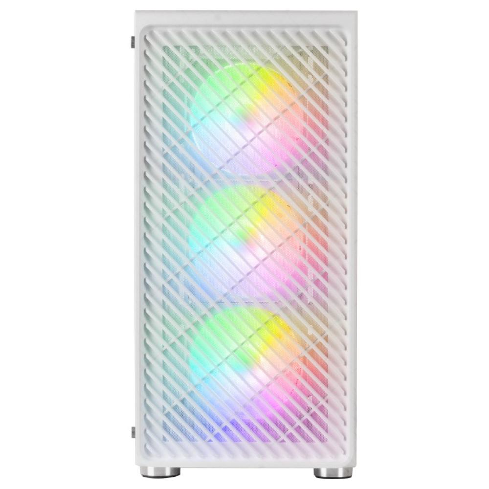 Mars Gaming - MC-F, Semitorre Gaming ATX, Ventana Completa Cristal Templado, Frontal Metal-Mesh, 4X Ventiladores ARGB 120mm, Bla