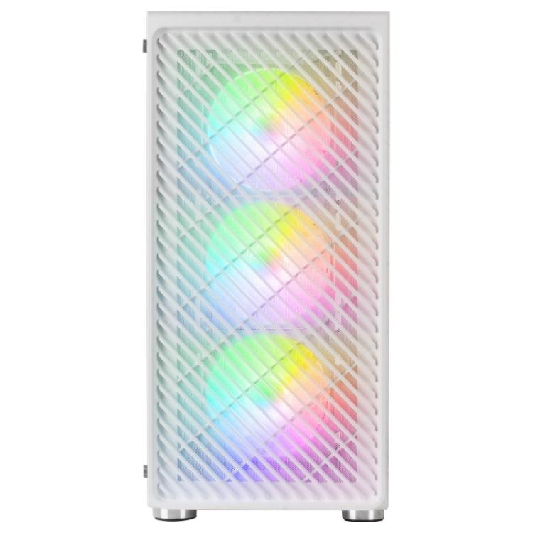 Mars Gaming - MC-F, Semitorre Gaming ATX, Ventana Completa Cristal Templado, Frontal Metal-Mesh, 4X Ventiladores ARGB 120mm, Bla