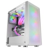 Mars Gaming - MC-F, Semitorre Gaming ATX, Ventana Completa Cristal Templado, Frontal Metal-Mesh, 4X Ventiladores ARGB 120mm, Bla