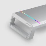 Mars Gaming - MGS-ONE Blanco, Soporte Monitor RGB Chroma, Tamaño Ajustable, Soporte Smartphone y Tablet, USB 2.0 Frontal