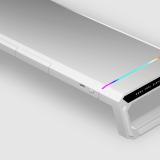 Mars Gaming - MGS-ONE Blanco, Soporte Monitor RGB Chroma, Tamaño Ajustable, Soporte Smartphone y Tablet, USB 2.0 Frontal