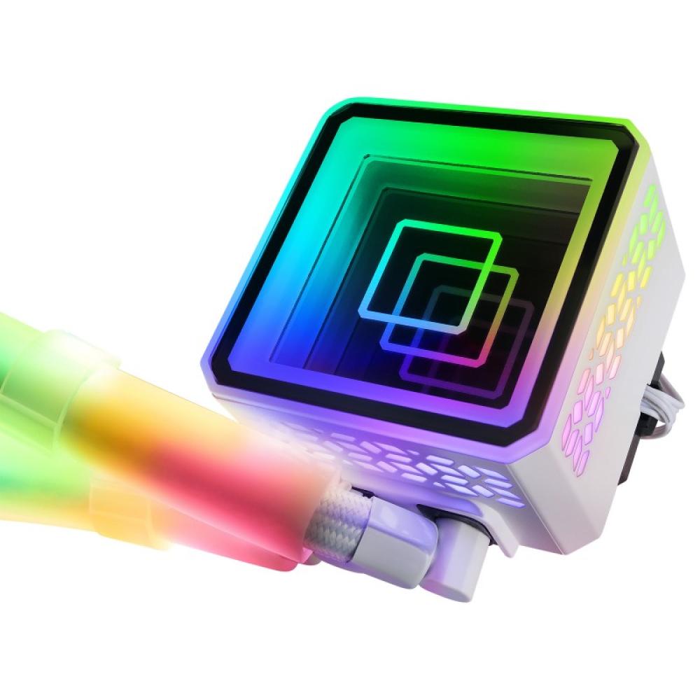 Mars Gaming - ML-ULTRA360 Blanco, Refrigeración Líquida CPU, TDP 650W, Espejo Infinito, 3 Ventiladores Silenciosos FDB ARGB, Tub