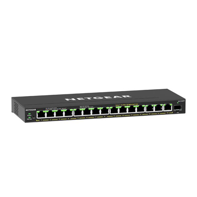 NETGEAR - 16-Port High-Power PoE+ Gigabit Ethernet Plus Switch (231W) with 1 SFP port (GS316EPP) Gestionado Gigabit Ethernet (10