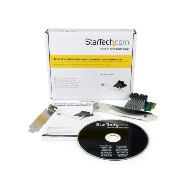 StarTech.com - Tarjeta Controladora PCI Express 2.0 de 4 Puertos SATA III de 6Gbps RAID con Enlace HyperDuo para SSD - Adaptador