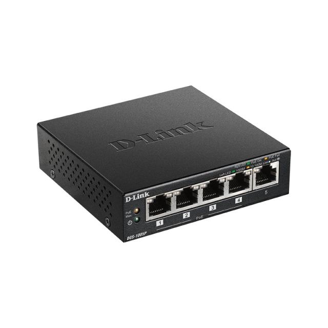 D-Link - DGS-1005P No administrado L2 Gigabit Ethernet (10/100/1000) Energía sobre Ethernet (PoE) Negro