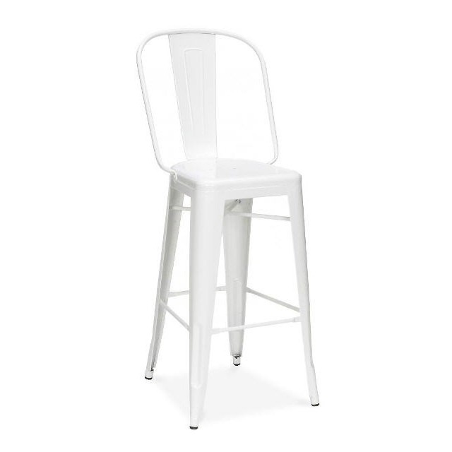 Taburete TOL HI, acero, blanco