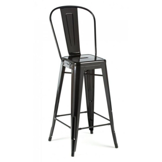 Taburete TOL HI, acero, negro