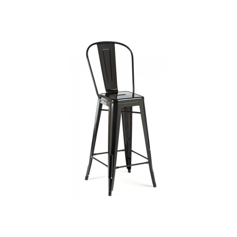 Taburete TOL HI, acero, negro