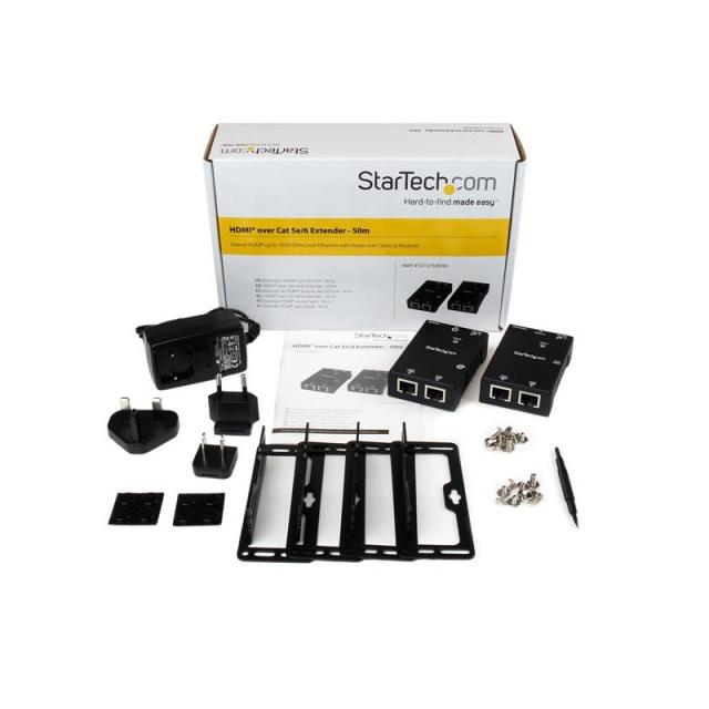 StarTech.com - Kit Extensor Vídeo Audio HDMI por Cable UTP Ethernet Cat5 Cat6 RJ45 con Power over Cable - 50m