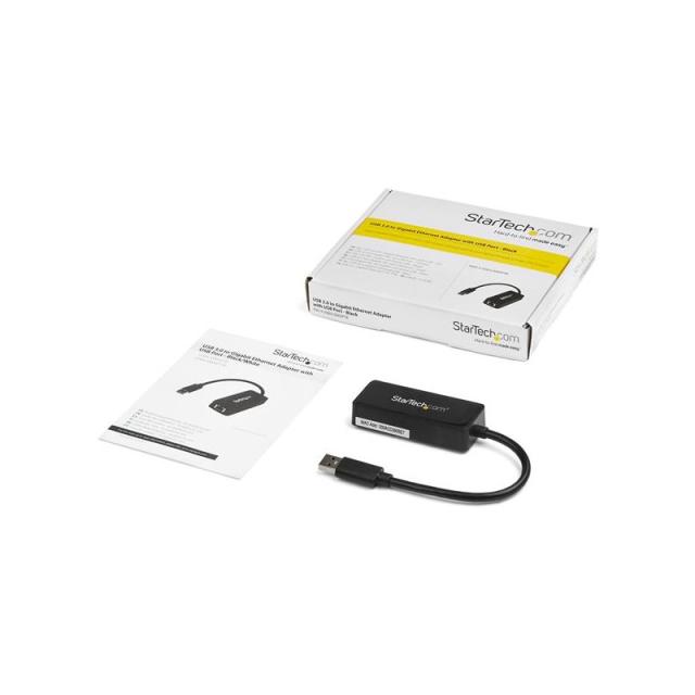 StarTech.com - Adaptador Tarjeta de Red NIC Externa USB 3.0 de 1 Puerto Gigabit Ethernet RJ45 y Puerto USB - Negro