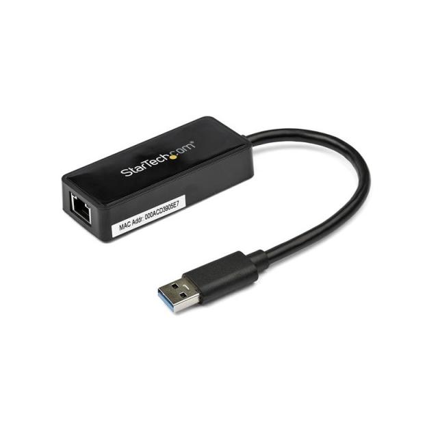 StarTech.com - Adaptador Tarjeta de Red NIC Externa USB 3.0 de 1 Puerto Gigabit Ethernet RJ45 y Puerto USB - Negro