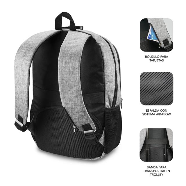 SUBBLIM - Mochila para Portátil Urban Lock Backpack 16" Grey