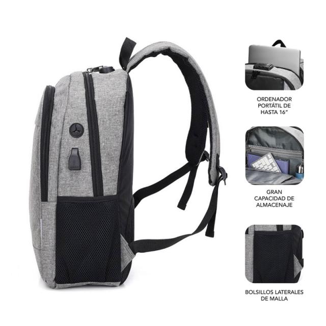SUBBLIM - Mochila para Portátil Urban Lock Backpack 16" Grey