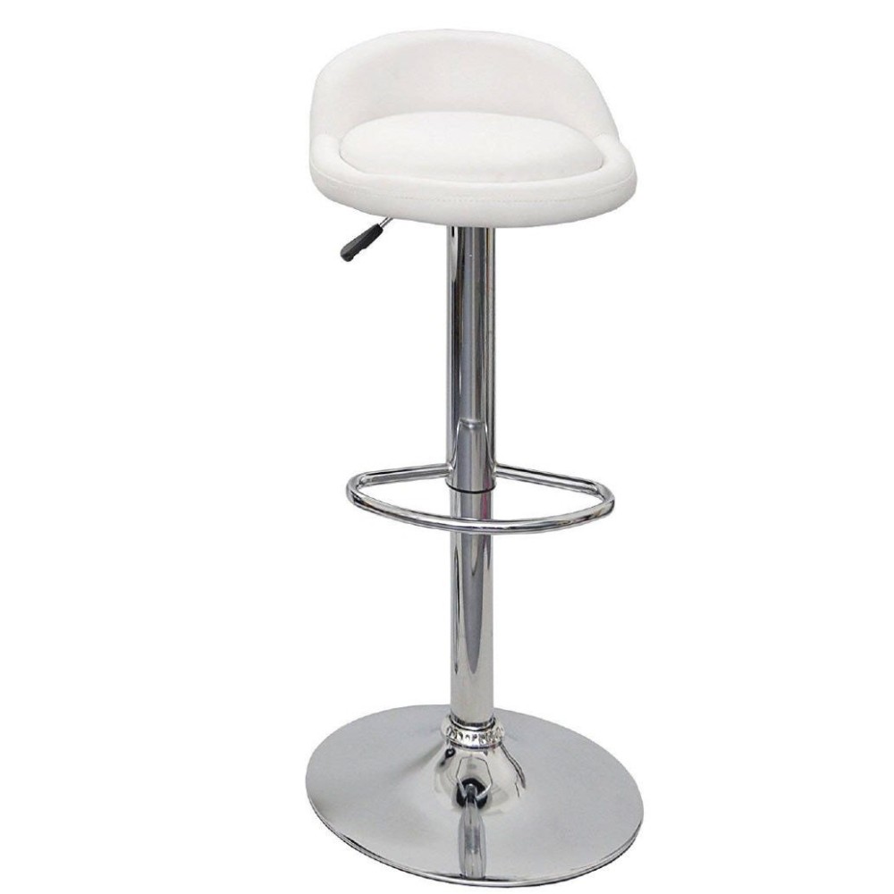 Taburete ALIVERI, cromado, similpiel blanca