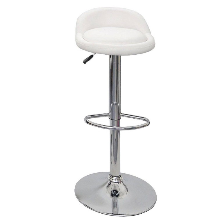 Taburete ALIVERI, cromado, similpiel blanca