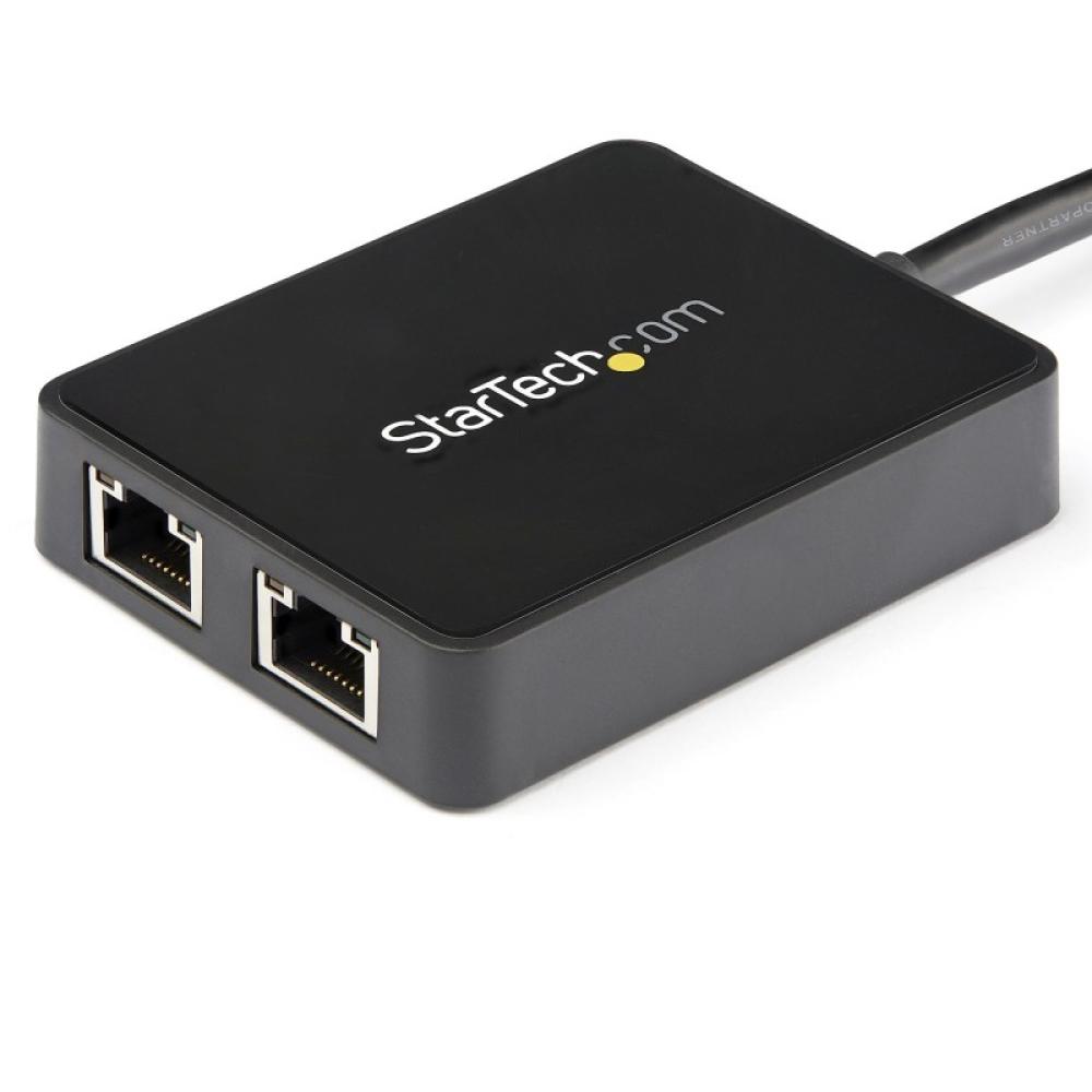 StarTech.com - Adaptador Tarjeta de Red NIC Externa USB 3.0 2 Puertos Gigabit Ethernet RJ45 y Puerto USB