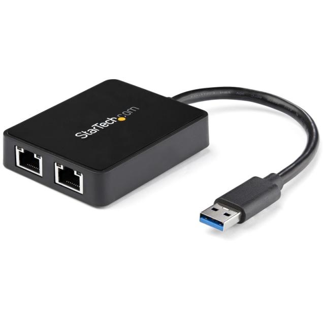 StarTech.com - Adaptador Tarjeta de Red NIC Externa USB 3.0 2 Puertos Gigabit Ethernet RJ45 y Puerto USB