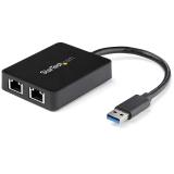 StarTech.com - Adaptador Tarjeta de Red NIC Externa USB 3.0 2 Puertos Gigabit Ethernet RJ45 y Puerto USB