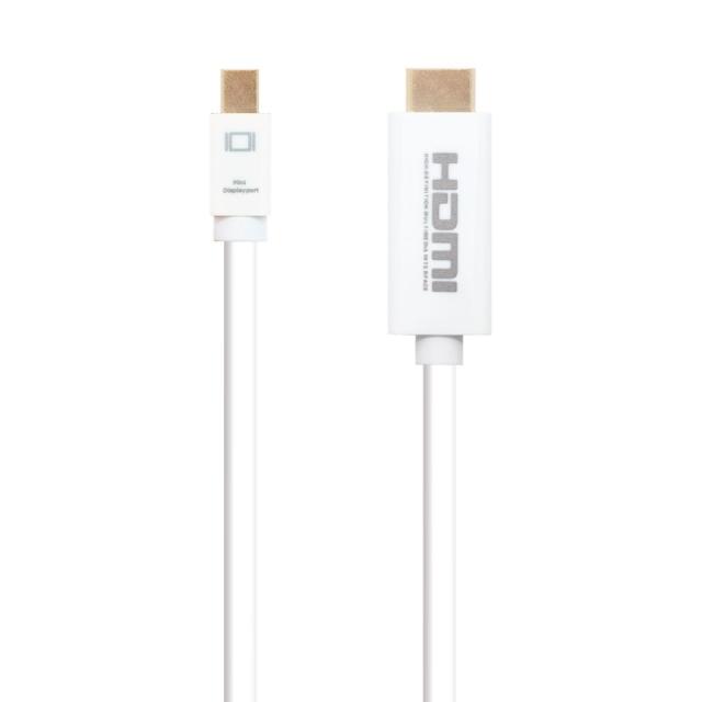 Nanocable - Cable conversor Mini DP a HDMI, Mini DP/M - HDMI/M, Blanco, 2.0 M