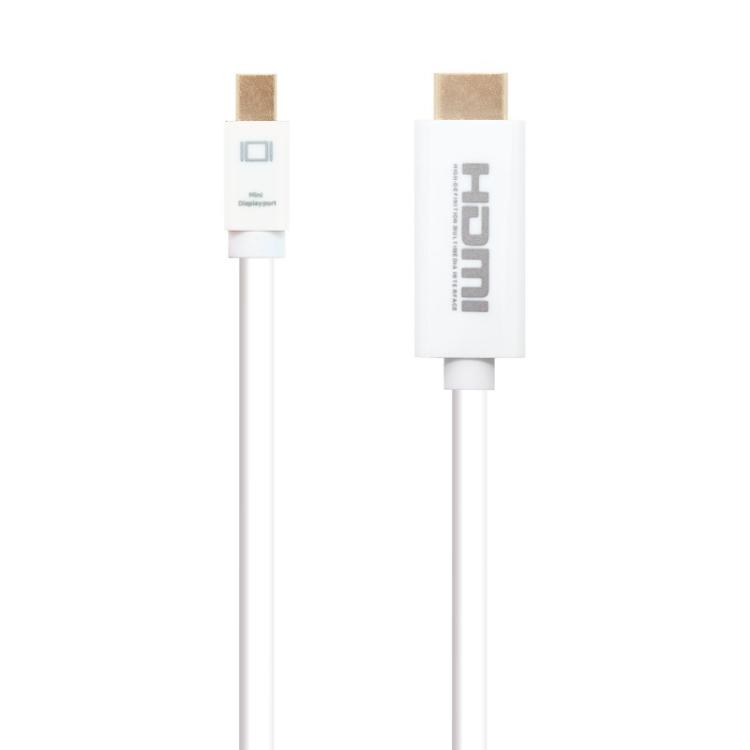 Nanocable - Cable conversor Mini DP a HDMI, Mini DP/M - HDMI/M, Blanco, 2.0 M
