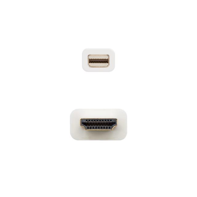 Nanocable - Cable conversor Mini DP a HDMI, Mini DP/M - HDMI/M, Blanco, 2.0 M