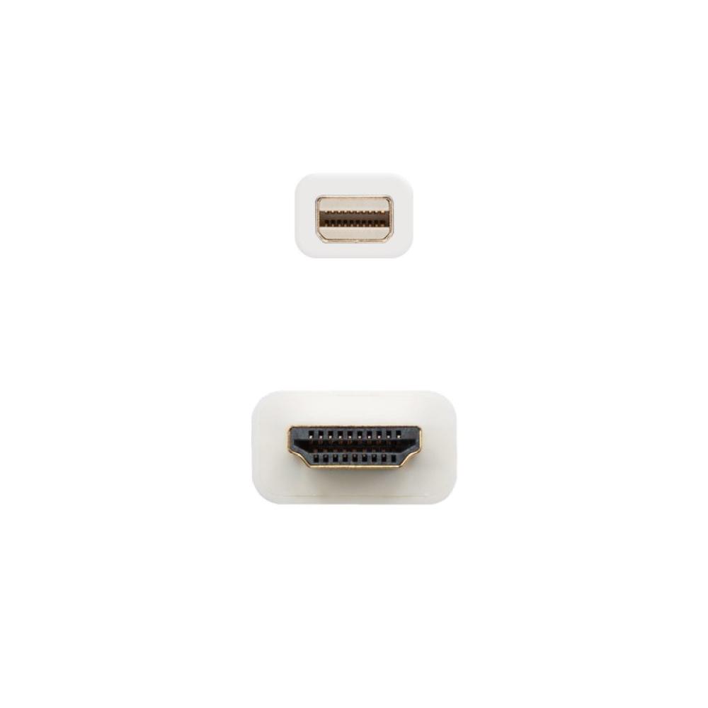 Nanocable - Cable conversor Mini DP a HDMI, Mini DP/M - HDMI/M, Blanco, 2.0 M