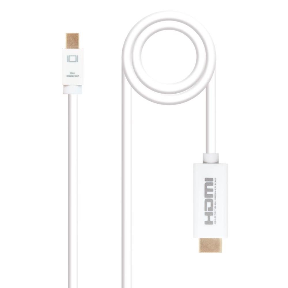 Nanocable - Cable conversor Mini DP a HDMI, Mini DP/M - HDMI/M, Blanco, 2.0 M