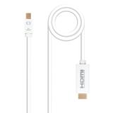 Nanocable - Cable conversor Mini DP a HDMI, Mini DP/M - HDMI/M, Blanco, 2.0 M