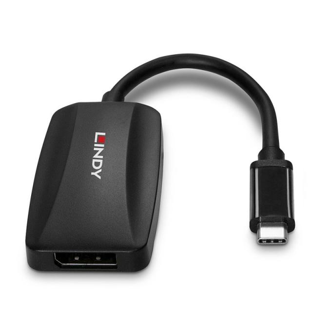 Lindy - 43337 adaptador de cable de vídeo 0,13 m USB Tipo C DisplayPort Negro