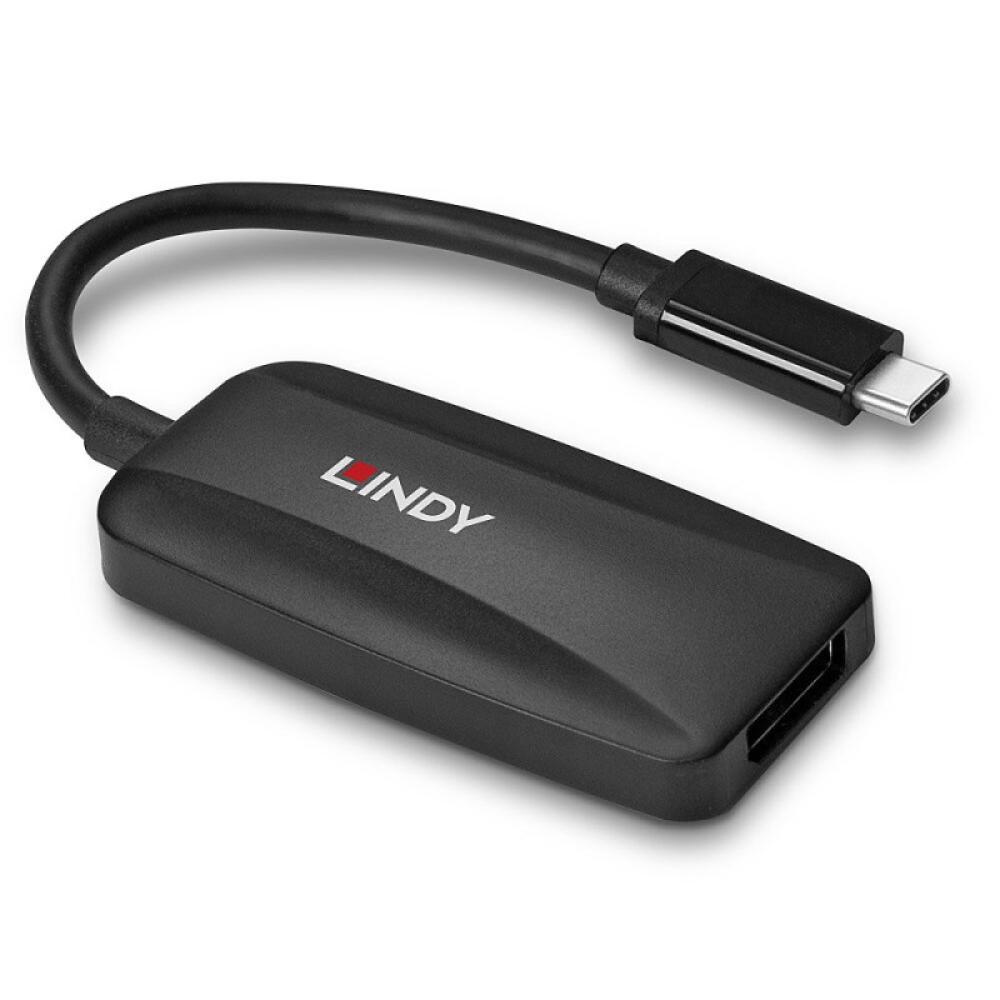 Lindy - 43337 adaptador de cable de vídeo 0,13 m USB Tipo C DisplayPort Negro