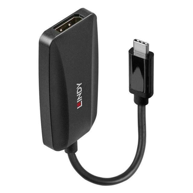 Lindy - 43337 adaptador de cable de vídeo 0,13 m USB Tipo C DisplayPort Negro