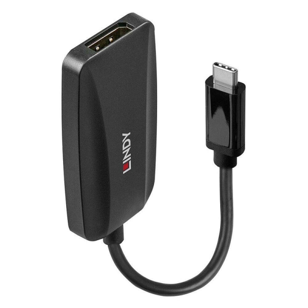 Lindy - 43337 adaptador de cable de vídeo 0,13 m USB Tipo C DisplayPort Negro
